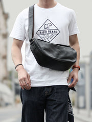 Brown Cool Leather Mens Saddle Messenger Bag Black Courier Bag Black Postman Bag For Men - imessengerbags