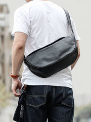 Brown Cool Leather Mens Saddle Messenger Bag Black Courier Bag Black Postman Bag For Men - imessengerbags