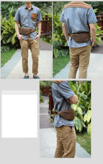 Brown Cool Leather Mens Fanny Pack Hip Pack Bum Pack Waist Bag Pack For Men