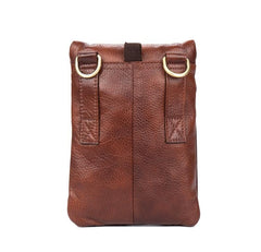 Brown Cool Leather Mens Belt Pouch Bag Mini Messenger Bag Side Bag Waist Bag for Men