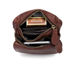 Brown Cool Leather Mens Belt Pouch Bag Mini Messenger Bag Side Bag Waist Bag for Men - imessengerbags