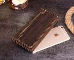 Cool Dark Brown Mens long Wallet Trifold Multi Cards Long Wallet  for Men - imessengerbags