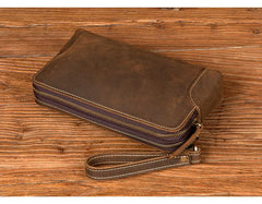 Cool Brown Mens long Wallet Wristlet Bag Clutch Wallet Envelope Wallet for Men