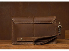 Cool Brown Mens long Wallet Wristlet Bag Clutch Wallet Envelope Wallet Mobile Bag for Men - imessengerbags