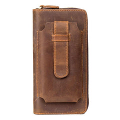 Brown Cool Mens long Wallet Wristlet Bag Clutch Wallet Mobile Long Wallet for Men - imessengerbags