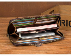 Brown Cool Mens long Wallet Wristlet Bag Clutch Wallet Mobile Long Wallet for Men - imessengerbags
