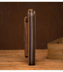 Brown Cool Mens long Wallet Wristlet Bag Clutch Wallet Mobile Long Wallet for Men - imessengerbags