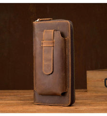 Brown Cool Mens long Wallet Wristlet Bag Clutch Wallet Mobile Long Wallet for Men - imessengerbags