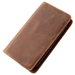 Brown Cool Mens long Wallet Wristlet Wallet Clutch Wallet Bifold Long Wallet for Men - imessengerbags