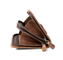 Brown Cool Mens long Wallet Wristlet Wallet Clutch Wallet Bifold Long Wallet for Men - imessengerbags