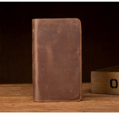Brown Cool Mens long Wallet Wristlet Wallet Clutch Wallet Bifold Long Wallet for Men - imessengerbags