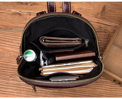Brown Fashion Mens Leather 11-inches Large Backpacks Red Wine Travel Backpacks School Backpacks for men - imessengerbags