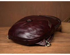 Brown Fashion Mens Leather 11-inches Large Backpacks Red Wine Travel Backpacks School Backpacks for men - imessengerbags