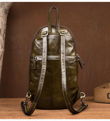 Brown Fashion Mens Leather 11-inches Large Backpacks Red Wine Travel Backpacks School Backpacks for men - imessengerbags