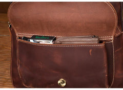 Fashion Brown Mens Leather 14-inch Large Laptop Backpacks Brown Travel Backpacks School Backpack for men - imessengerbags