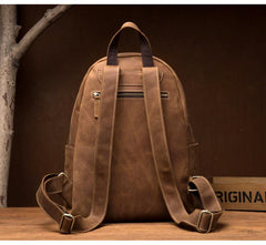 Fashion Brown Mens Leather 14-inch Large Laptop Backpacks Brown Travel Backpacks School Backpack for men - imessengerbags