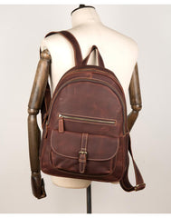 Fashion Brown Mens Leather 14-inch Large Laptop Backpacks Brown Travel Backpacks School Backpack for men - imessengerbags