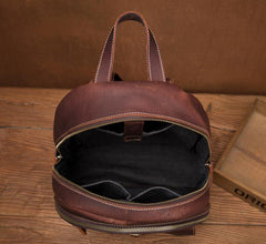 Fashion Brown Mens Leather 14-inch Large Laptop Backpacks Brown Travel Backpacks School Backpack for men - imessengerbags