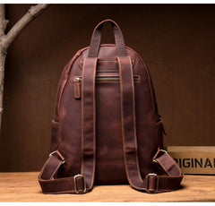 Fashion Brown Mens Leather 14-inch Large Laptop Backpacks Brown Travel Backpacks School Backpack for men - imessengerbags