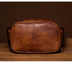 Cool Brown Mens Leather 15-inch Computer Backpacks Fashion Travel Backpacks School Backpack for men - imessengerbags