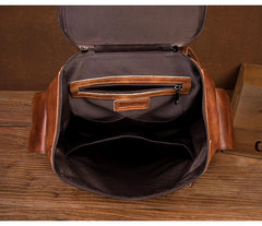Cool Brown Mens Leather 15-inch Computer Backpacks Fashion Travel Backpacks School Backpack for men - imessengerbags