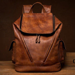 Cool Brown Mens Leather 15-inch Computer Backpacks Fashion Travel Backpacks School Backpack for men - imessengerbags
