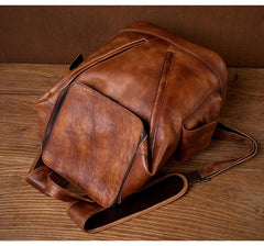 Cool Brown Mens Leather 15-inch Computer Backpacks Fashion Travel Backpacks School Backpack for men - imessengerbags