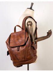 Cool Brown Mens Leather 15-inch Computer Backpacks Fashion Travel Backpacks School Backpack for men - imessengerbags