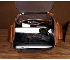 Cool Brown Mens Leather 15-inch Computer Backpacks Fashion Travel Backpacks School Backpack for men - imessengerbags