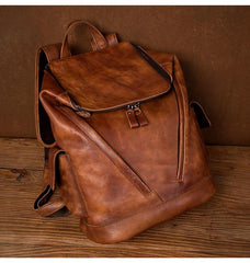 Cool Brown Mens Leather 15-inch Computer Backpacks Fashion Travel Backpacks School Backpack for men - imessengerbags
