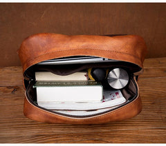 Brown Fashion Mens Leather Large 15inch Laptop Backpacks Black Travel Backpacks School Backpack for men - imessengerbags