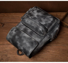 Brown Fashion Mens Leather Large 15inch Laptop Backpacks Black Travel Backpacks School Backpack for men - imessengerbags