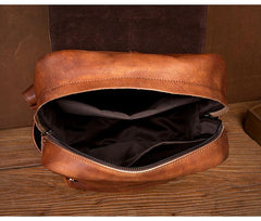 Brown Fashion Mens Leather Large 15inch Laptop Backpacks Black Travel Backpacks School Backpack for men - imessengerbags