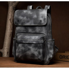 Brown Fashion Mens Leather Large 15inch Laptop Backpacks Black Travel Backpacks School Backpack for men - imessengerbags