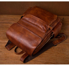 Brown Fashion Mens Leather Large 15inch Laptop Backpacks Black Travel Backpacks School Backpack for men - imessengerbags
