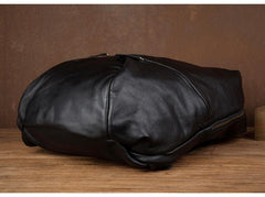 Black Fashion Mens Leather 15-inches Large Backpacks Coffee Travel Backpacks School Backpacks for men - imessengerbags