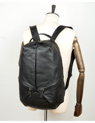 Black Fashion Mens Leather 15-inches Large Backpacks Coffee Travel Backpacks School Backpacks for men - imessengerbags