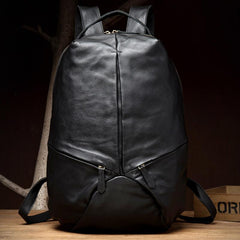 Black Fashion Mens Leather 15-inches Large Backpacks Coffee Travel Backpacks School Backpacks for men - imessengerbags