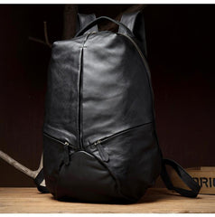 Black Fashion Mens Leather 15-inches Large Backpacks Coffee Travel Backpacks School Backpacks for men - imessengerbags