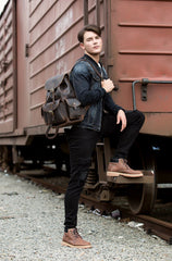 Fashion Brown Mens Leather 15inches Large Backpacks Travel Backpacks School Backpacks for men - imessengerbags