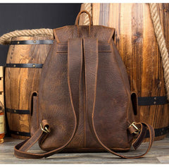 Fashion Brown Mens Leather 15inches Large Backpacks Travel Backpacks School Backpacks for men - imessengerbags