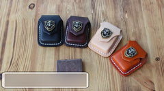 Handmade Mens Coffee Leather Classic Zippo Lighter Cases Black Zippo Lighter Holder with Belt Clip - imessengerbags