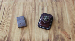 Handmade Mens Coffee Leather Classic Zippo Lighter Cases Black Zippo Lighter Holder with Belt Clip - imessengerbags