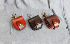 Mens Brown Leather Standard Zippo Lighter Cases Handmade Black Zippo Lighter Holder with Belt Clip - imessengerbags