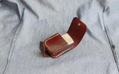 Mens Brown Leather Standard Zippo Lighter Cases Handmade Black Zippo Lighter Holder with Belt Clip - imessengerbags