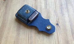 Handmade Mens Blue Leather Classic Zippo Lighter Cases Tan Zippo Lighter Holder with Belt Clip