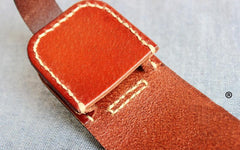 Mens Brown Leather Standard Zippo Lighter Cases Handmade Black Zippo Lighter Holder with Belt Clip - imessengerbags