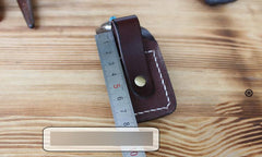 Handmade Mens Coffee Leather Slim Zippo Lighter Case Black Zippo Lighter Holder with Belt Loop - imessengerbags