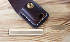 Handmade Mens Coffee Leather Slim Zippo Lighter Case Black Zippo Lighter Holder with Belt Loop - imessengerbags