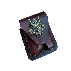 Coffee Handmade Leather Mens Classic Zippo Lighter Case Zippo Lighter Holder with Belt Loop for Men - imessengerbags